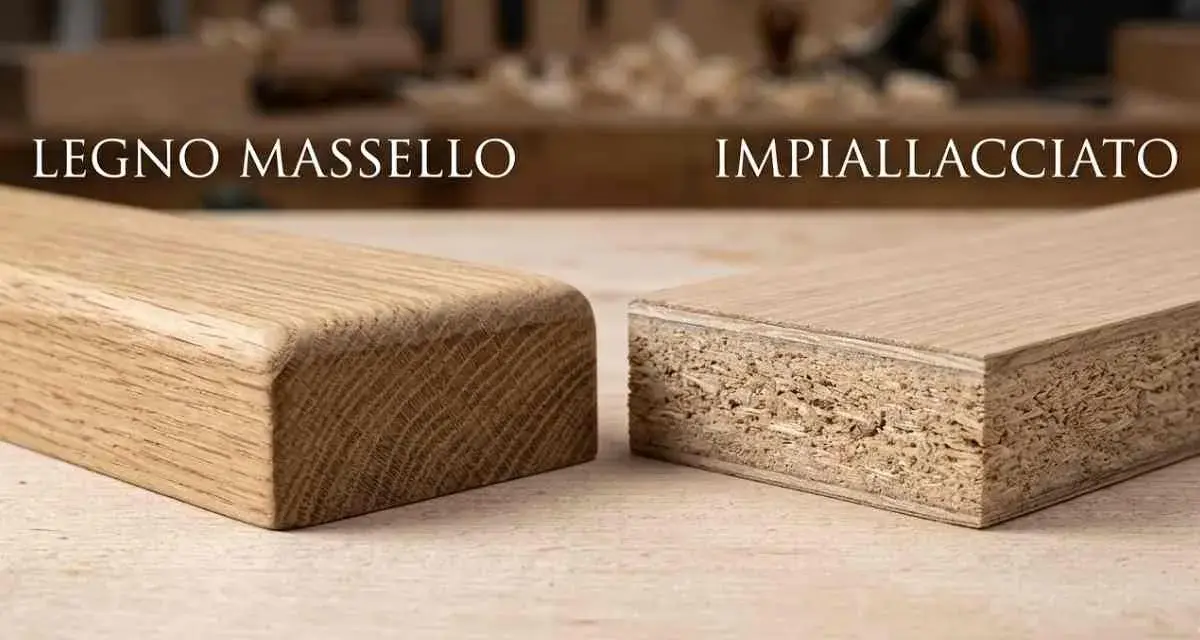 Legno massello a sinistra, impiallacciato a destra. La differenza è evidente nella struttura interna.