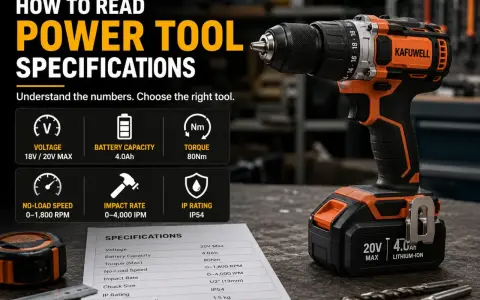 Trapano avvitatore con specifiche tecniche: voltaggio, capacità batteria, coppia, velocità, impatto e rating IP.