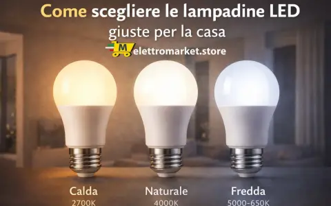 Tre tipi di lampade LED: calda (2700K), naturale (4000K) e fredda (5000-650K), per scegliere l'illuminazione giusta per la casa.