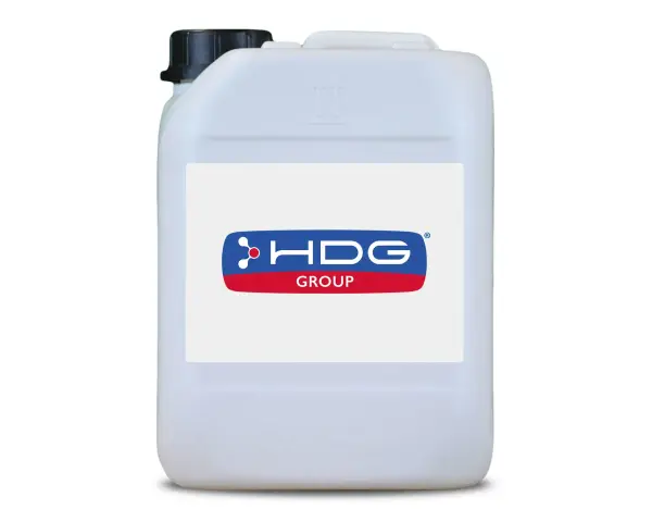 Bidone bianco con etichetta HDG GROUP. Contiene olio per proteggere il ferro dalla ruggine, ideale per la manutenzione.