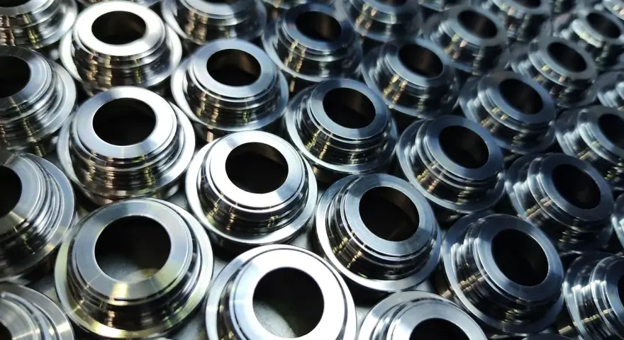 Molti componenti metallici con finitura lucida, pronti per la spazzolatura metalli.