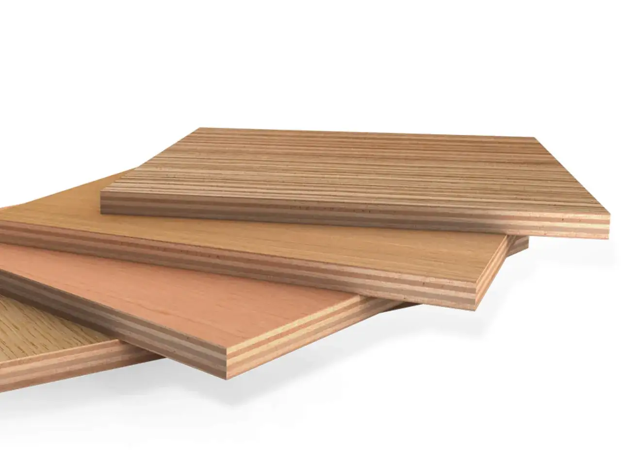 Lastre di legno multistrato, ideali come legno per costruire mobili, con venature a vista e strati sottili.