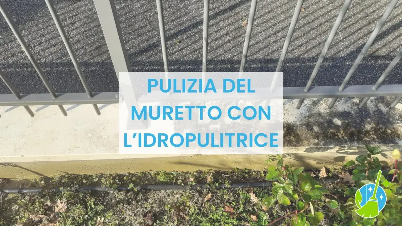 Pulizia del muretto esterno con idropulitrice. Rimuove sporco e muschio per un aspetto rinnovato.