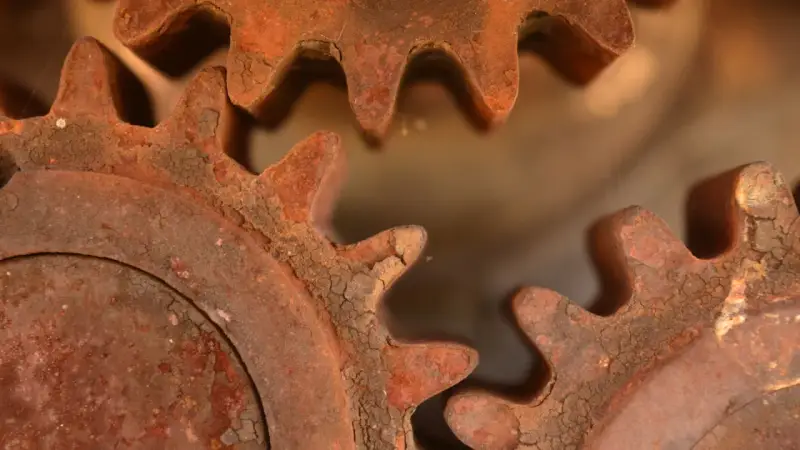 Ingranaggi arrugginiti, un esempio di come togliere la ruggine per ridare vita a vecchi meccanismi.